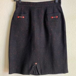Vintage Black and Red Wool Pencil Skirt 1960’s Era